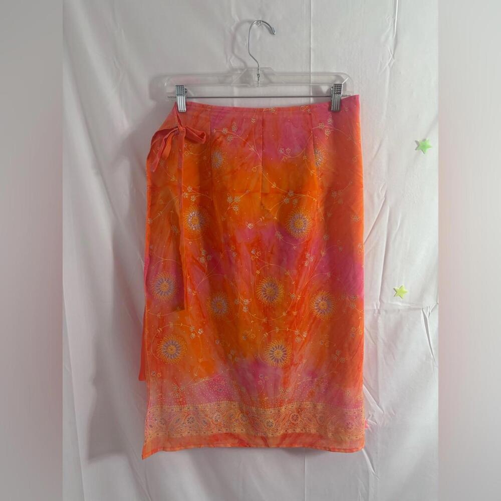 Y2K Beach Gypsy Tie Dye-esque Celestial Sunset Goddess Boho Wrap Skirt S/M - Picture 3 of 12